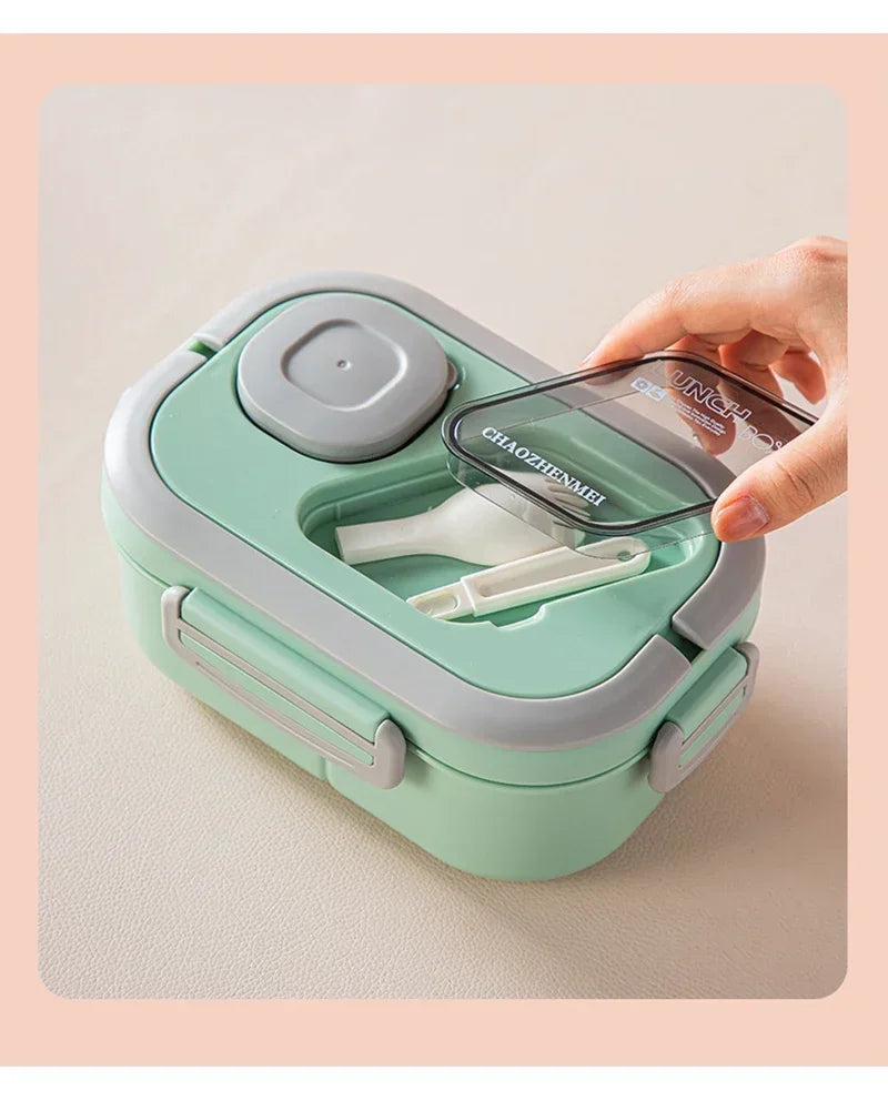 Lunch Box Compartment Wheat Straw Bento Carrying Handle