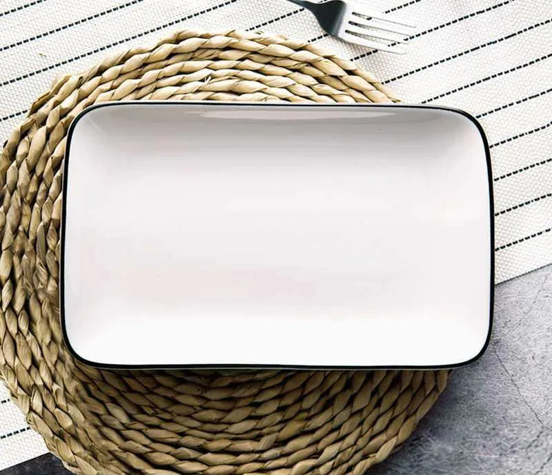 Rectangular Dish Plate Ceramic Tableware Net Red Wind