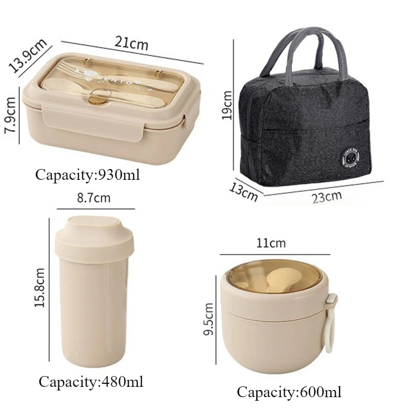 Lunch Box Children School Office Bento Box Compartment