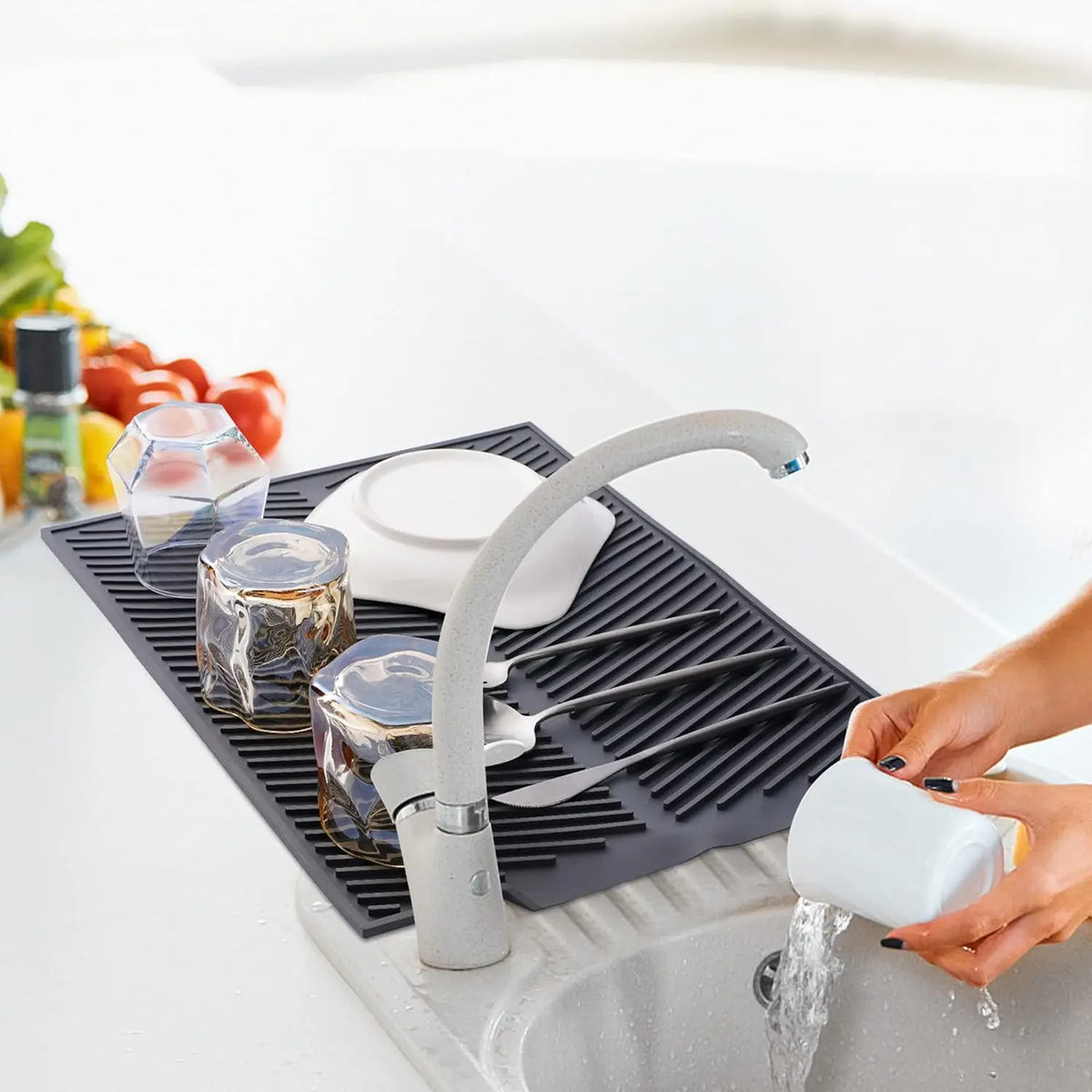 Dish Drying Mat Counter Silicone Large Dish Drying