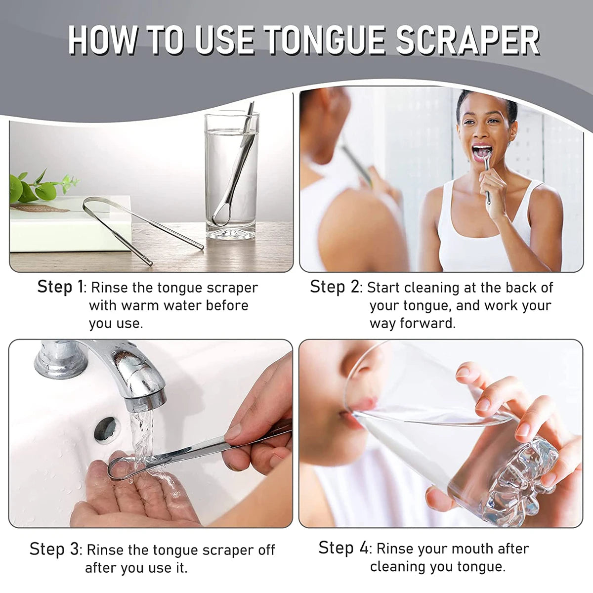 Premium 1pcs/3pcs Metal Tongue Scraper Cleaner Adults &