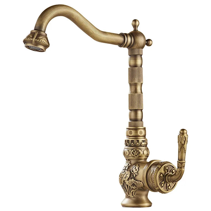 Faucet Vintage Antique Cold Rotating Bathroom Sink Carved