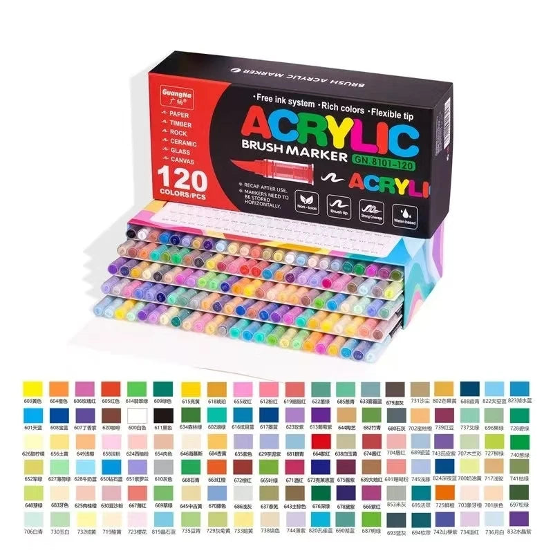Guangna 120/168/240 Colors Acrylic Markers Dual Brush Pens