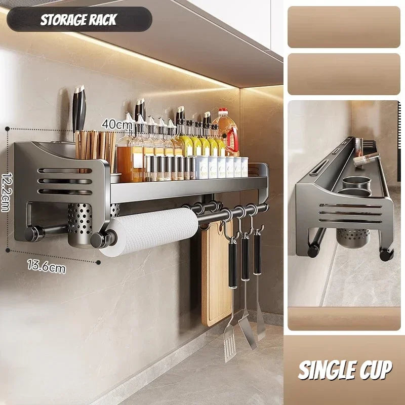 Wall-Mounted Organizer Shelf Spice Storage Rack Seasoning