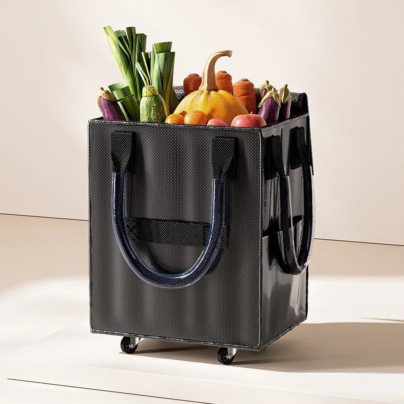 Reusable Grocery Shopping Bag Wheels Foldable Handheld Storage