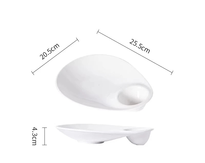 1pc White Ceramic Dumpling Plate Vinegar Dish Special