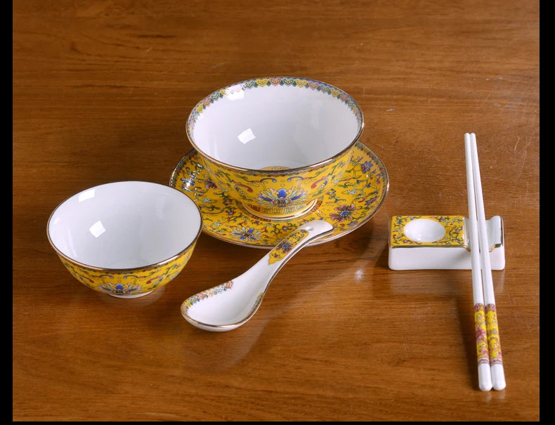 Jingdezhen Ceramic Bowl Dish Tableware Combination Palace Chinese