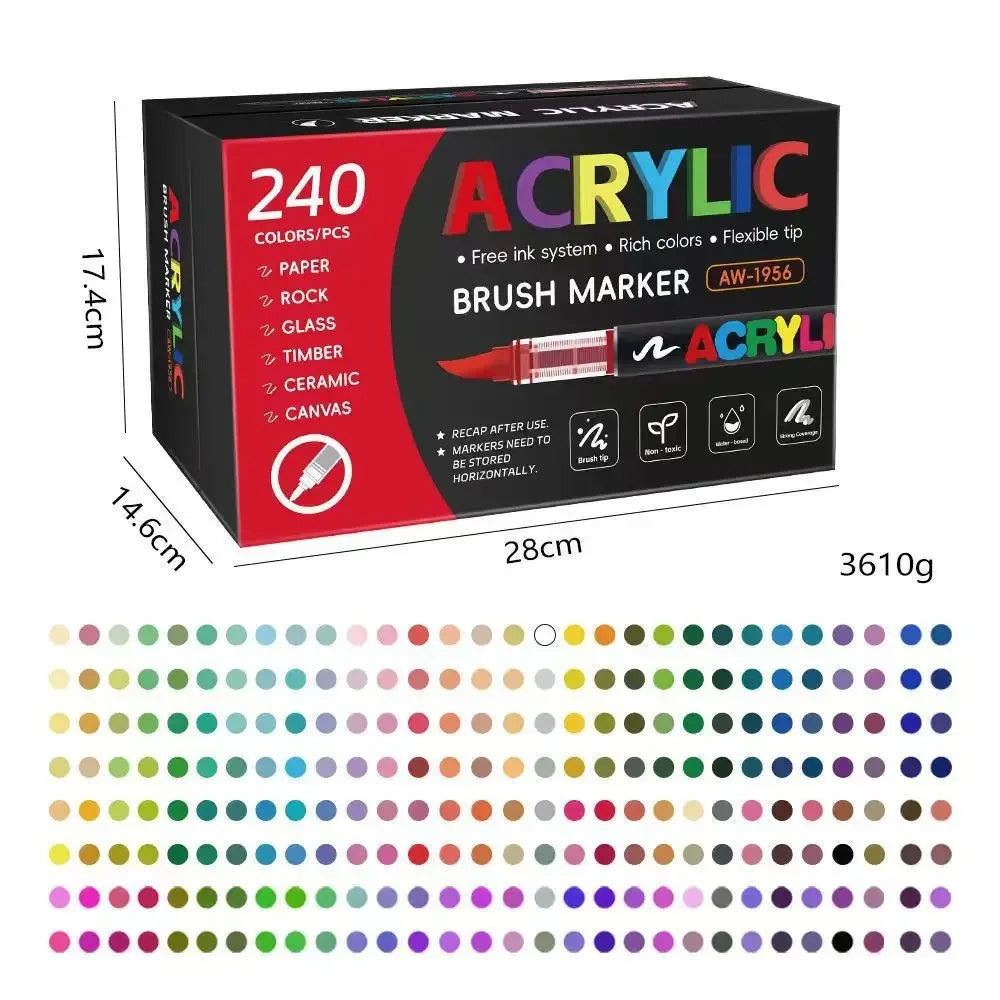 12/168/288 Colors Acrylic Paint Pen Marker Brush Tip