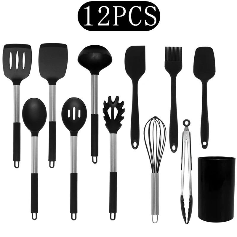 Black Non-Stick Silicone Kitchenware Cooking Utensils Cookware