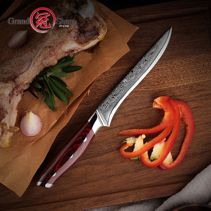 Grandsharp Inch Boning Knife Japanese 67 Layers Damascus