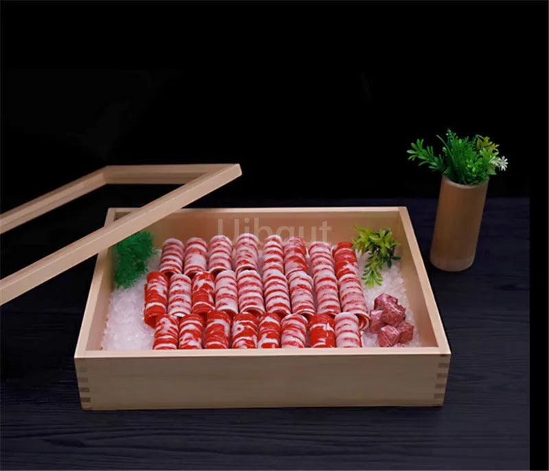 Japanese Cuisine Wooden Sashimi Sushi Box Lid Fish
