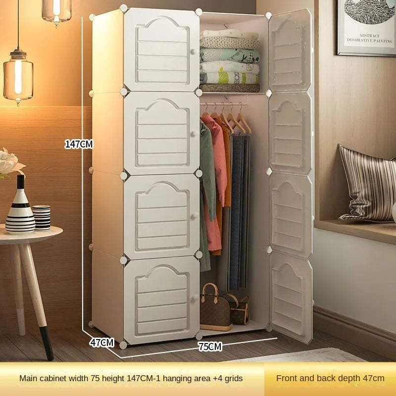 Bedroom Dustproof Clothes Cabinets Plastic Collapsible Durable