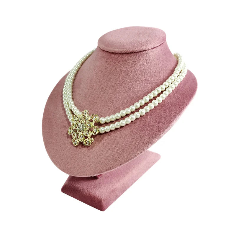Pink Velvet Necklace Jewelry Portrait Neck Display Stand