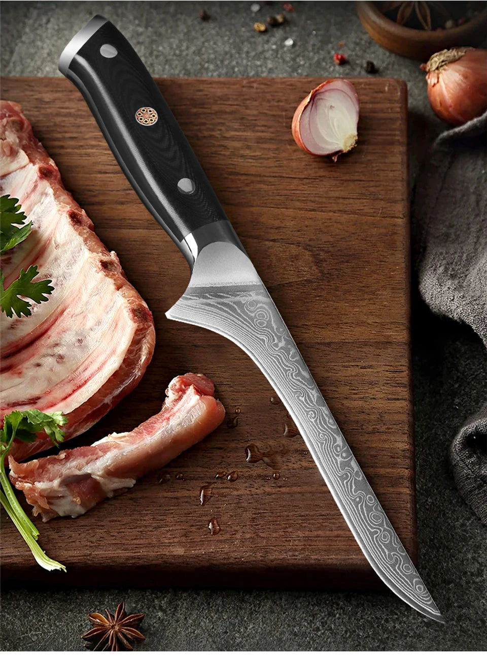 Turwho Boning Knife Damascus Steel Knives Butcher Cleaver