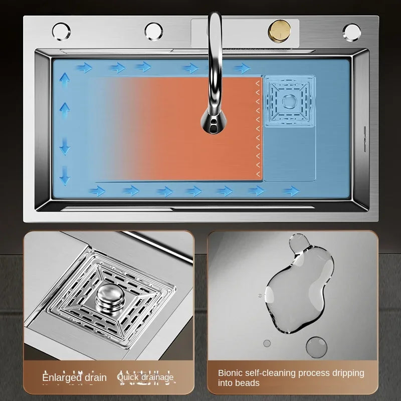 Nano 304 Stainless Steel Sink Waterfall Large Slot