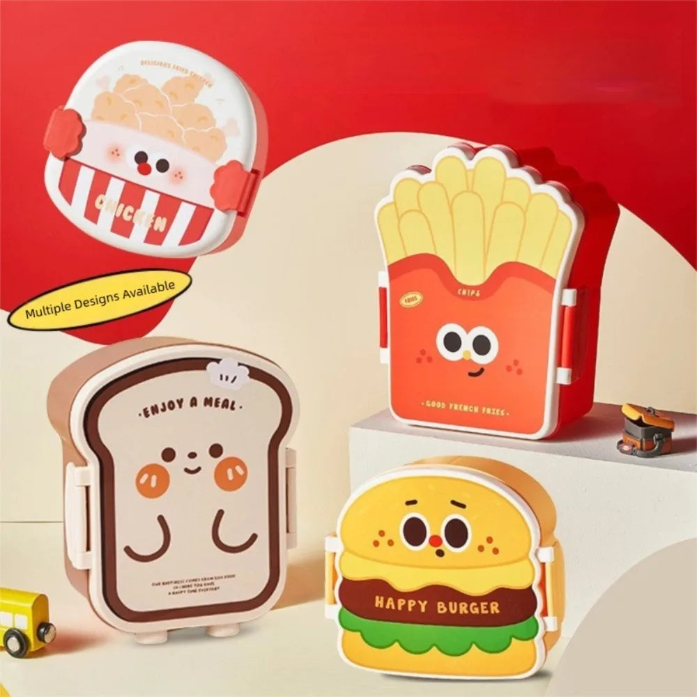 Creative Cartoon Bento Box Hamburger French Fries Divided
