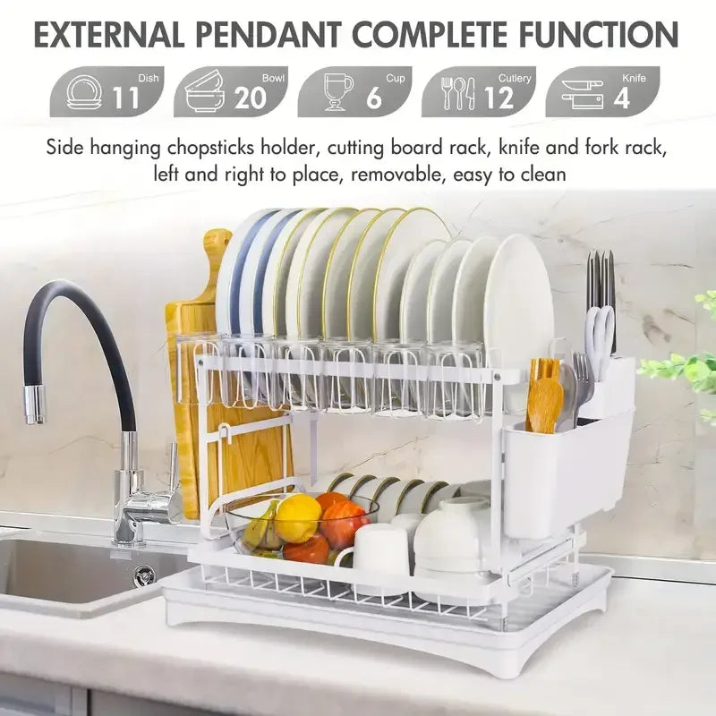 Countertop Dish Drying Rack Space Saving Organizer Utensil