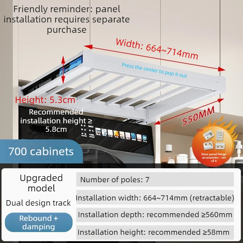 Retractable Pull-Out Clothes Drying Rack Adjustable Rebound