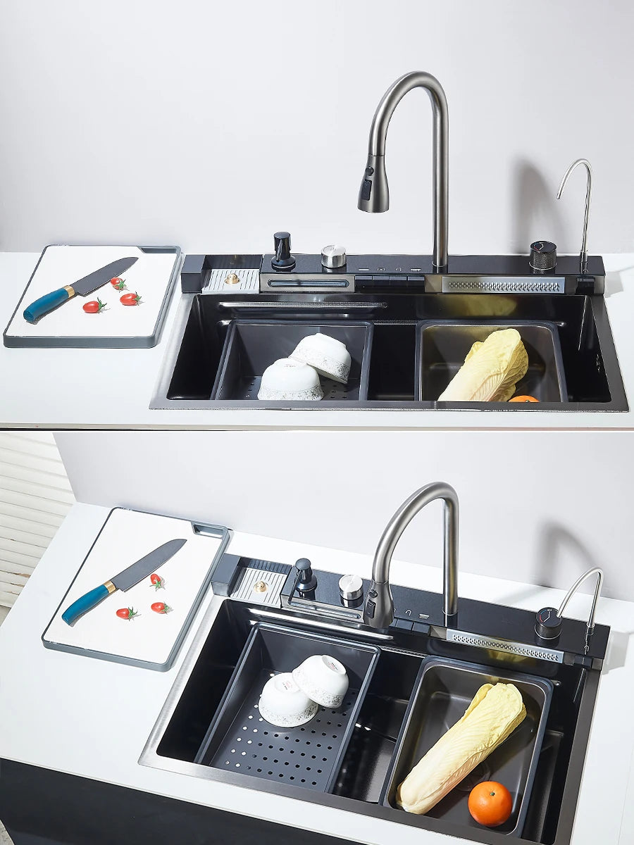 304 Stainless Steel Waterfall Sink Large Slot Integrated