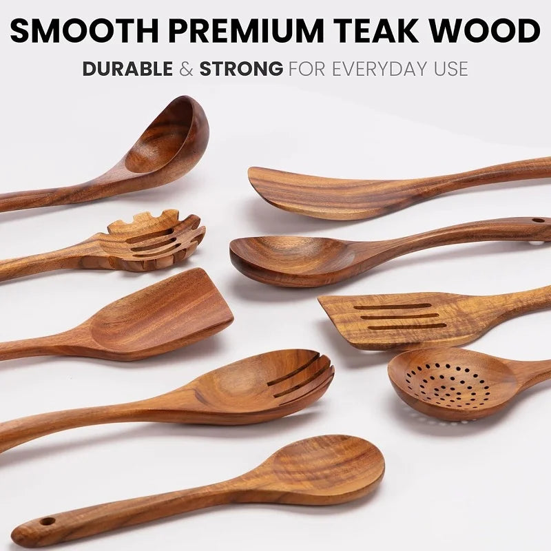 Wooden Utensils Sets Acacia Wood Long Handle Spatula