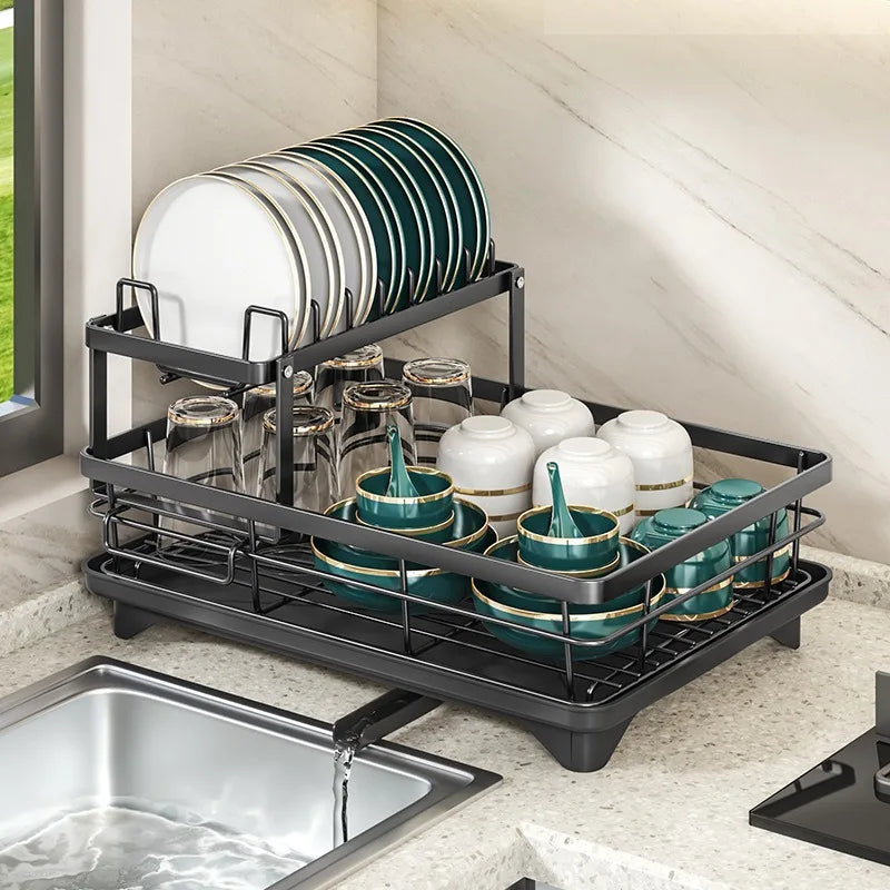 Dish Drying Rack Adjustable Stainless Steel Cutting Board