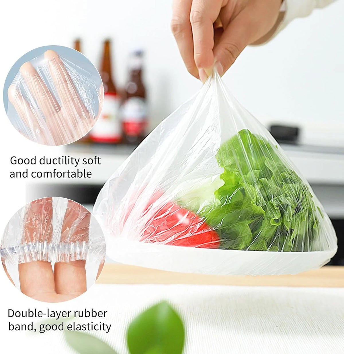 100/200 Disposable Bowl Lids Elastic Plastic Food Storage
