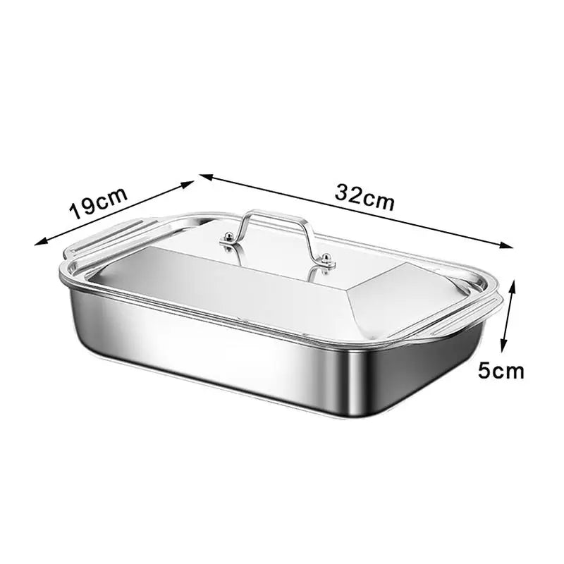 Stainless Steel Baking Pan Lids Deep Dish Fish/Pasta/Grilling