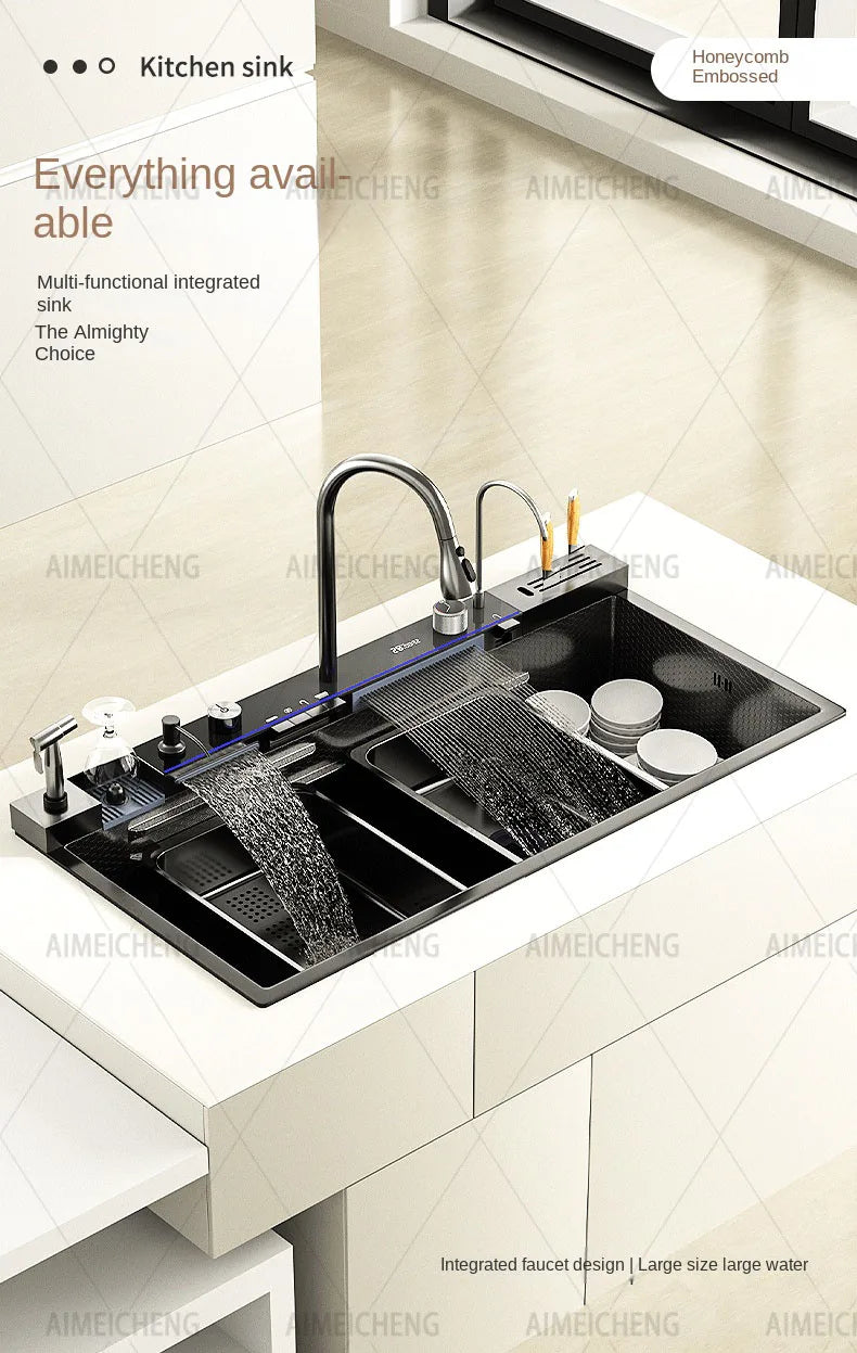 Smart Piano Key Waterfall Large Sink 304 Stainless