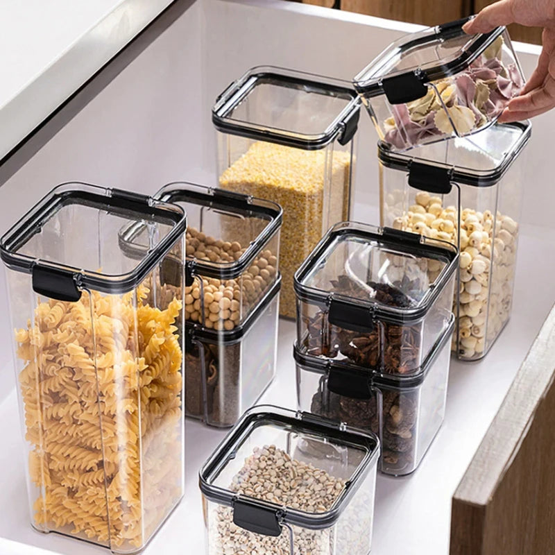 Airtight Sealed Plastic Food Storage Box Transparent Cereal