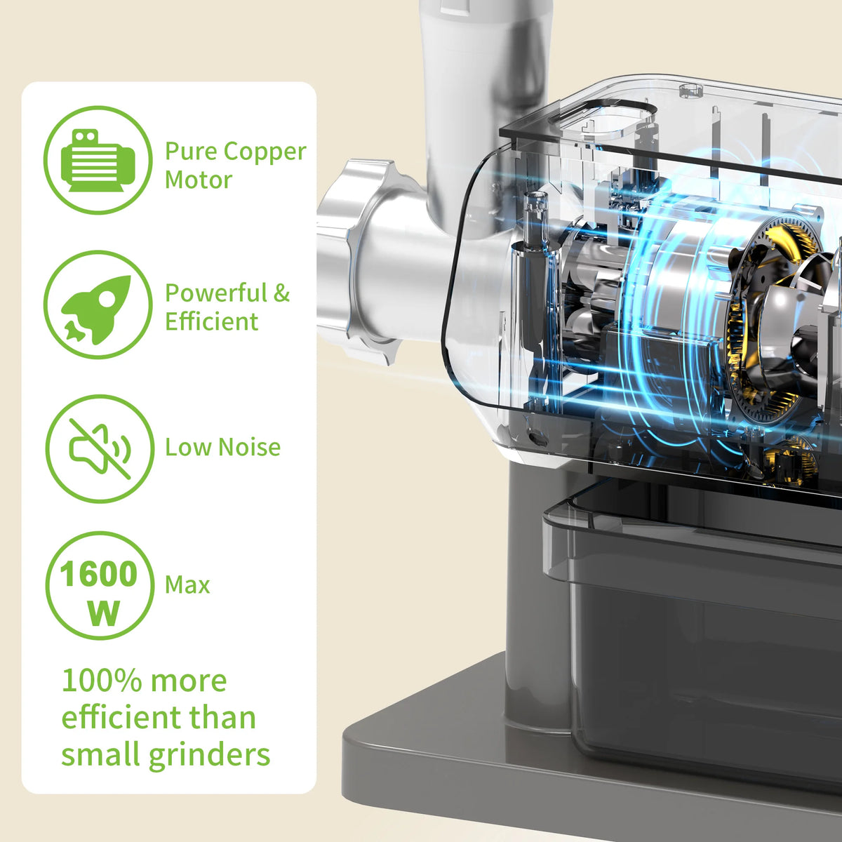 Biolomix 1600w Meat Grinder Touch Screen Presets Auto-Reverse