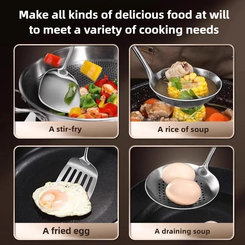 Utensils Food Stainless Steel Wok Spatula Ladle Skimmer