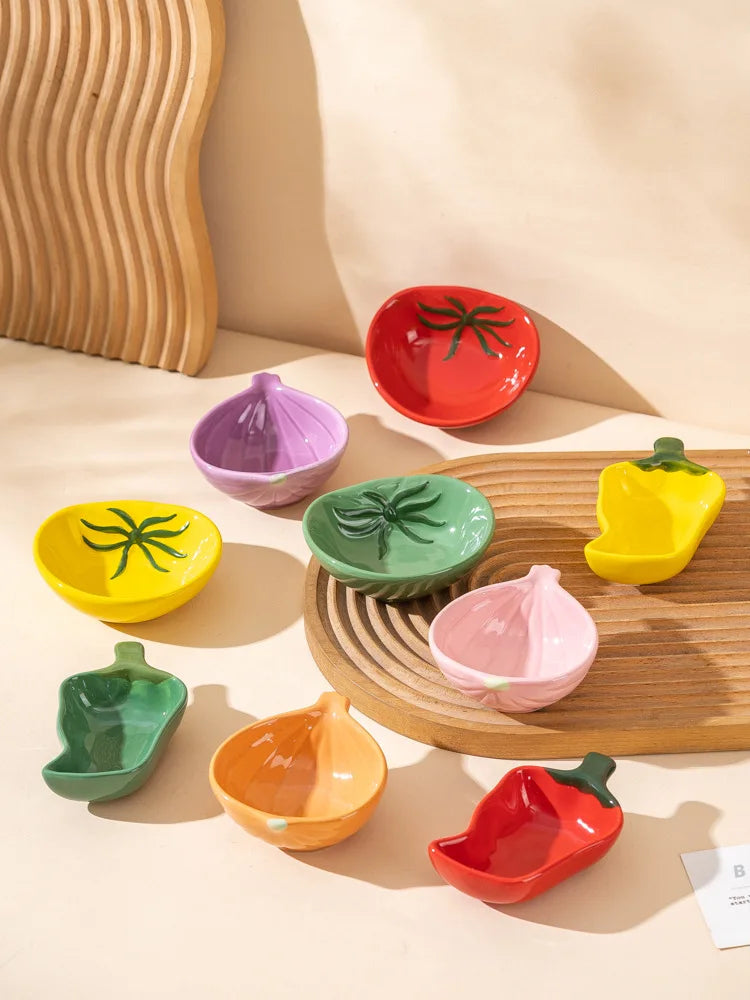 Sauce Dish Vegetable Shaped Ceramic Dipping Bowl Mini