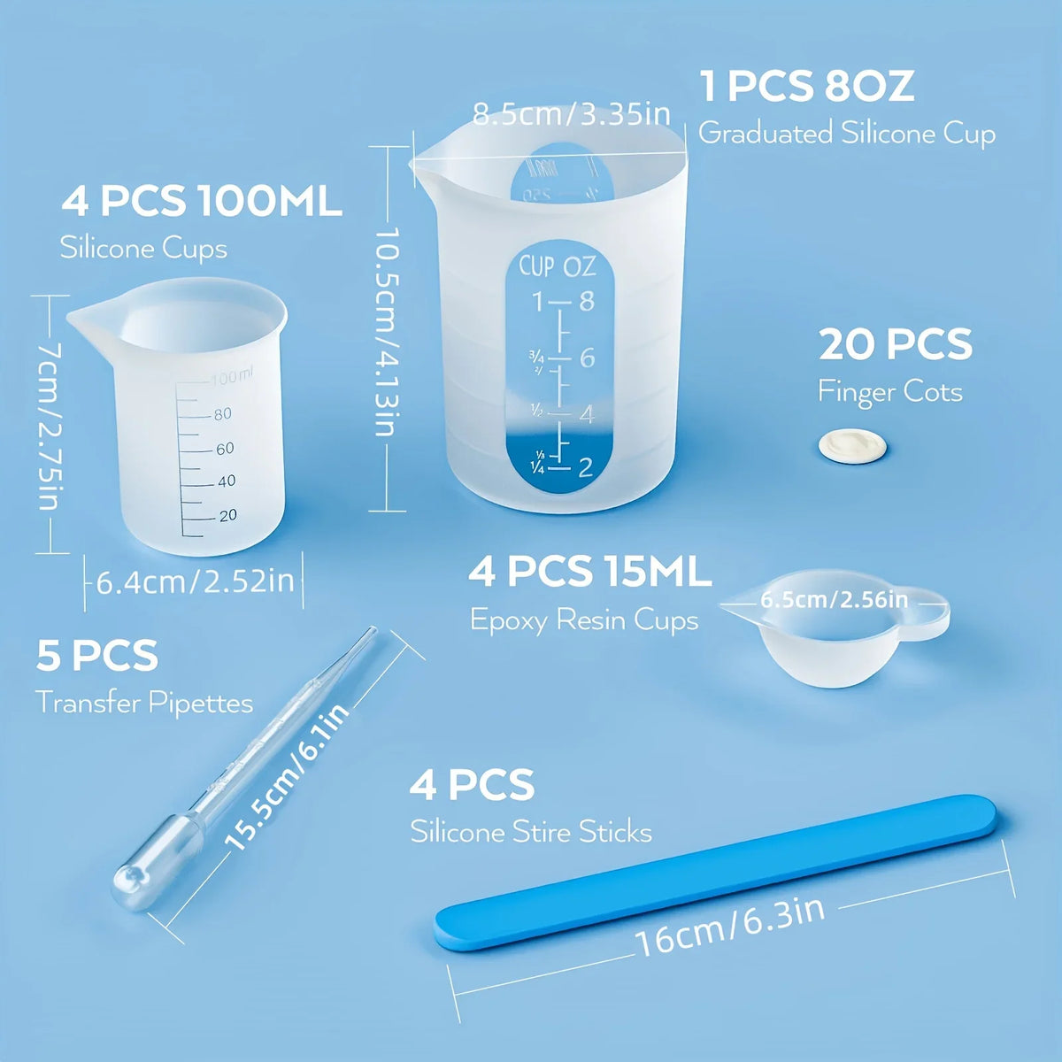 38pcs/Set Silicone Measuring Cup Resin Silicone Mold Non-Stick