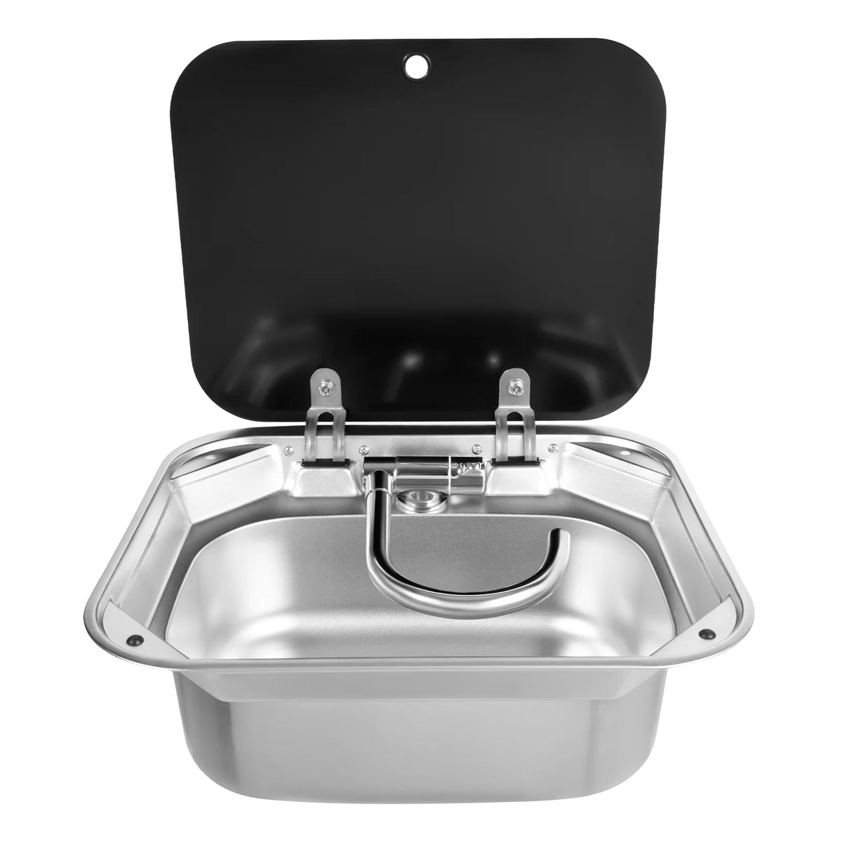 Rv Sink Foldable Tempered Glass Cover&Faucet Stainless Steel