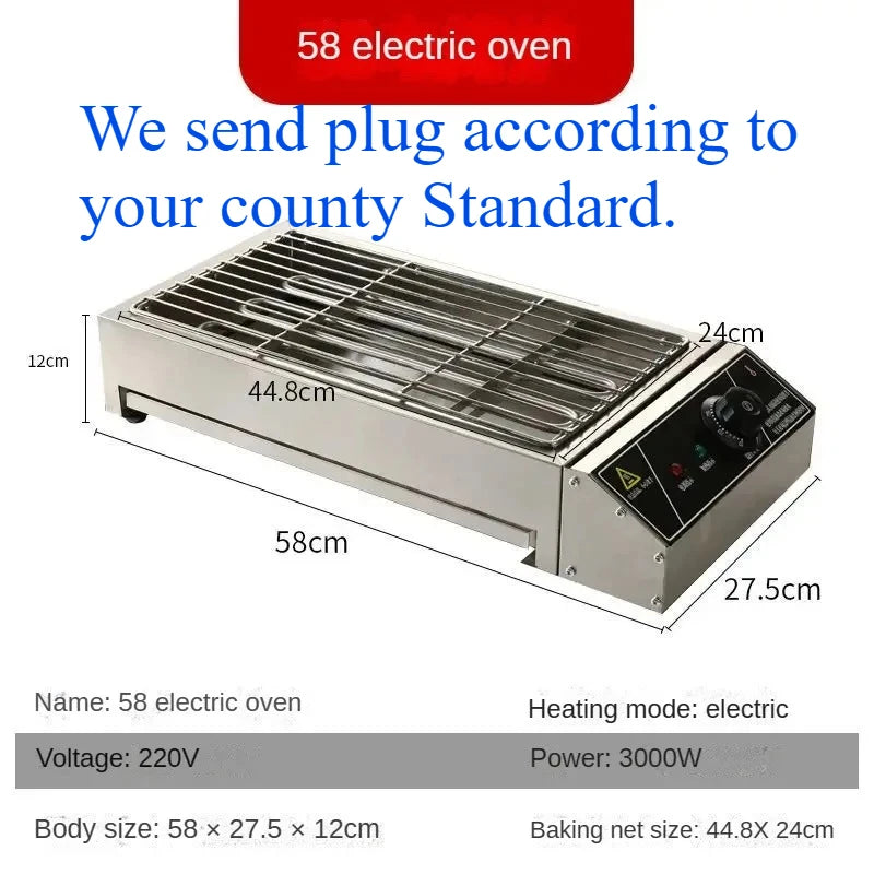 Electric Barbecue Grill Commercial Smoke-Free Indoor Stainless
