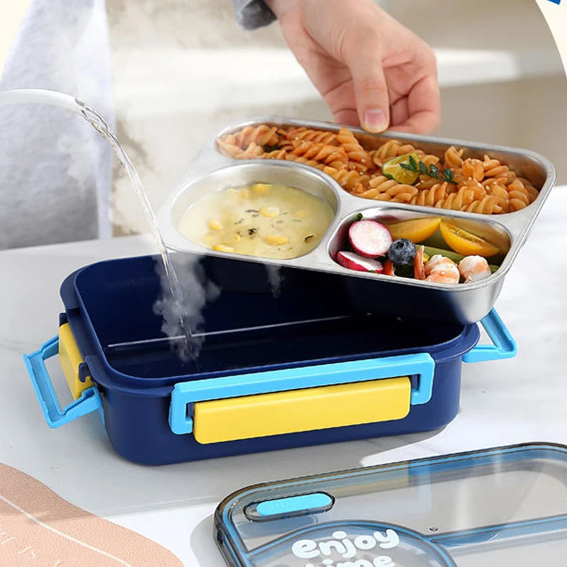 304 Stainless Steel Divided Lunch Box Fork Multi-Compartment
