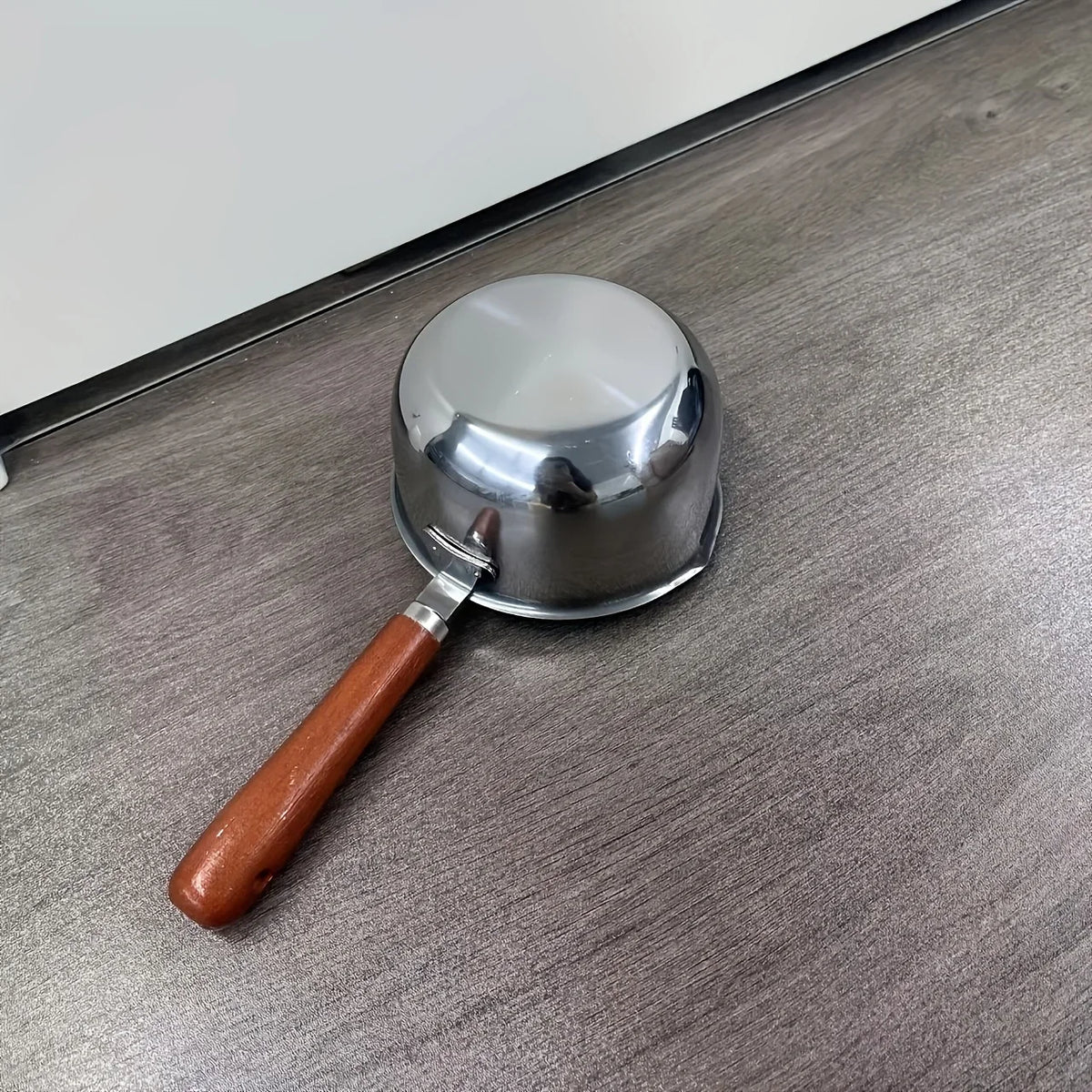 Stainless Steel Melting Pot Wooden Handle Stainless Steel