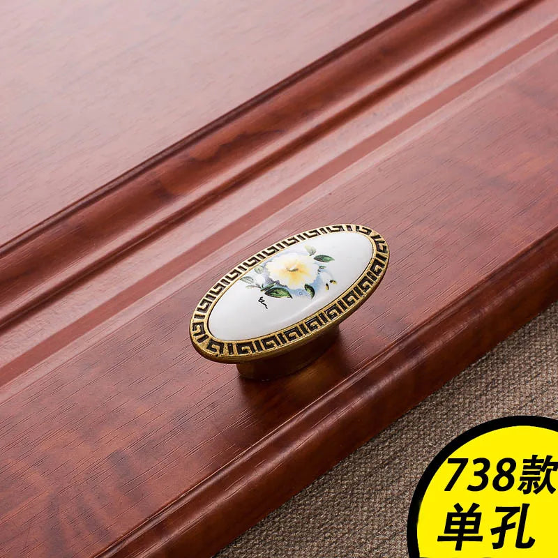 Ym Green Flower Ceramic Handles Cabinet Storage Dressers