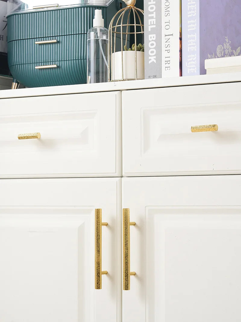 Solid Brass Wardrobe Handles Hammered Texture Handles Gold