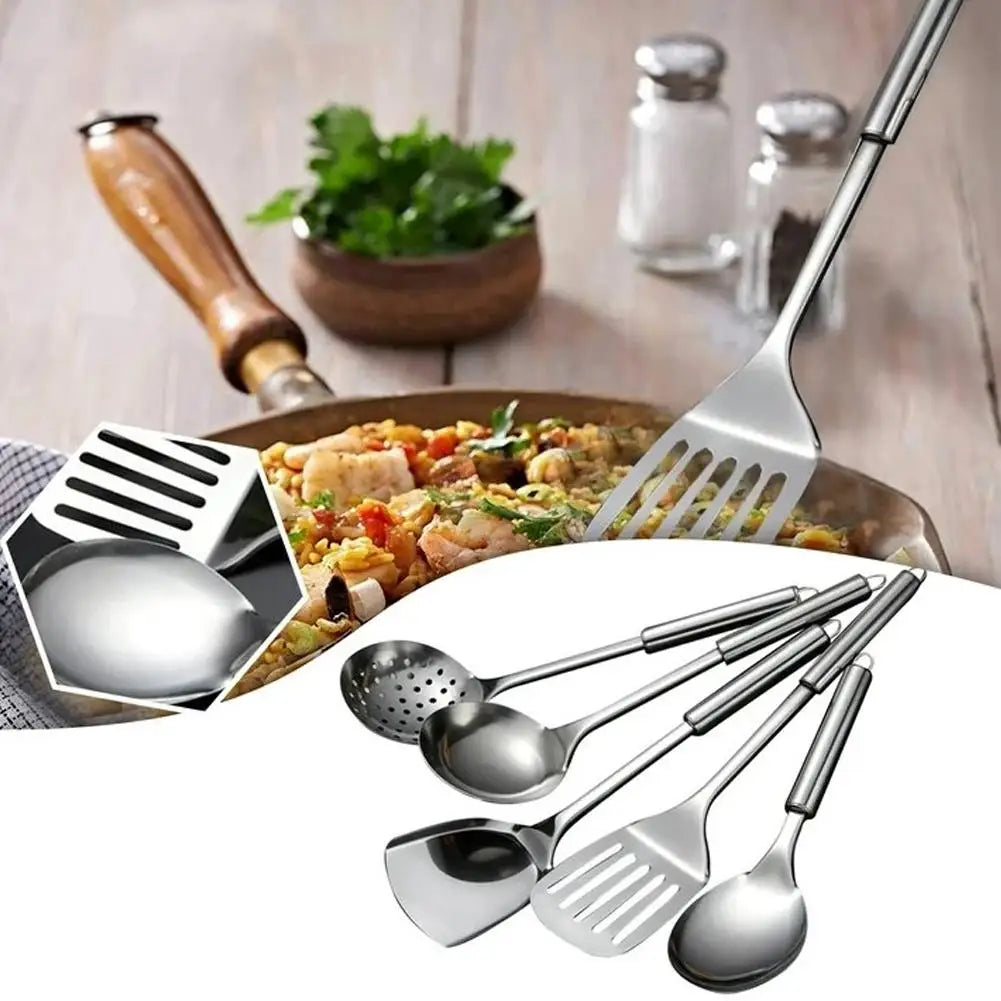 5pcs/Set 304 Stainless Steel Practical Spatula Utensil Cooking