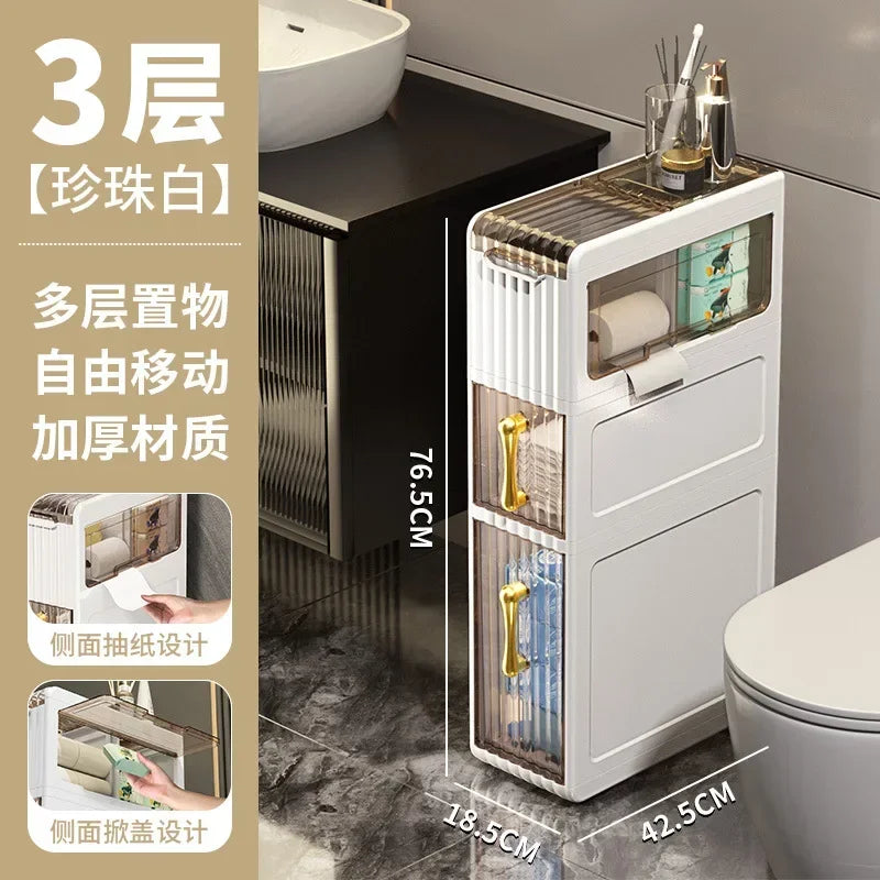 Bathroom Gap Cabinet Shelf Storage Acrylic Toilet Locker