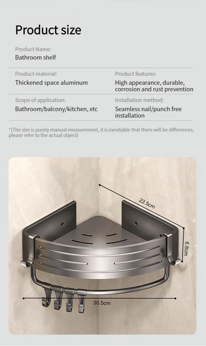 No Drill Sticker Walls Installation Aluminum Bathroom Shelf