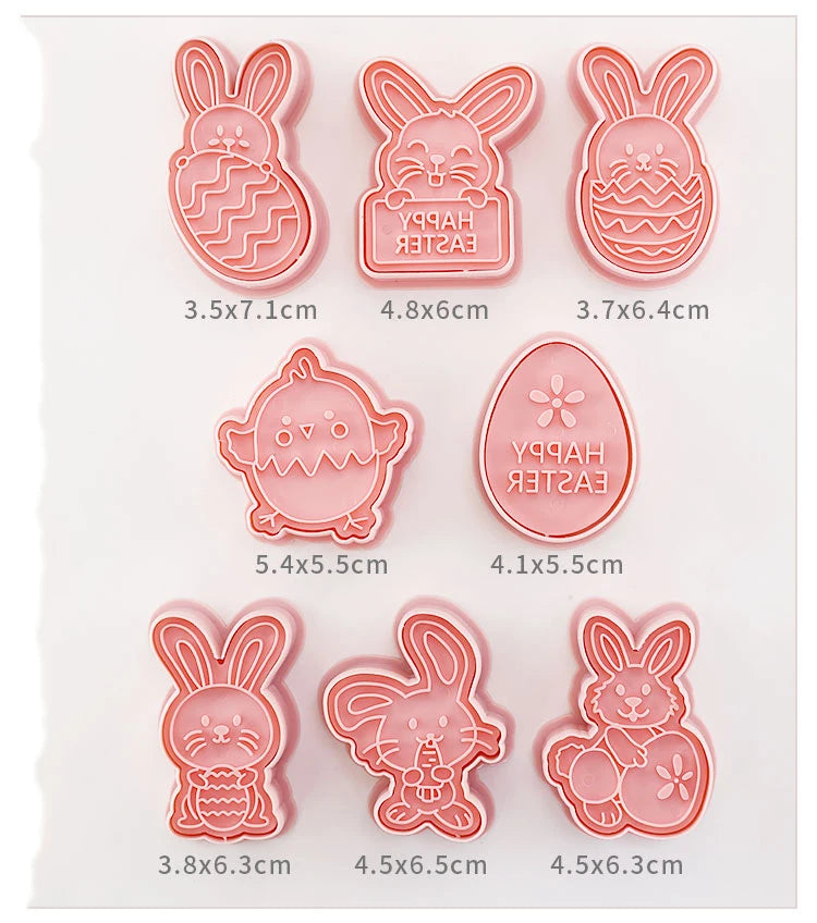 10pcs/Set Easter Cookie Cutters 3d Rabbit Egg Cartoon