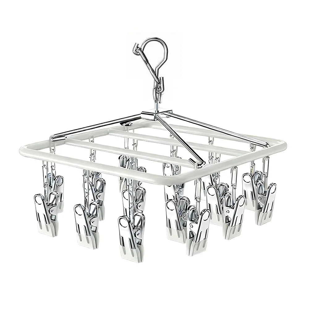 Stainless Steel Clothes Drying Rack Non-Slip 18/24 Clips