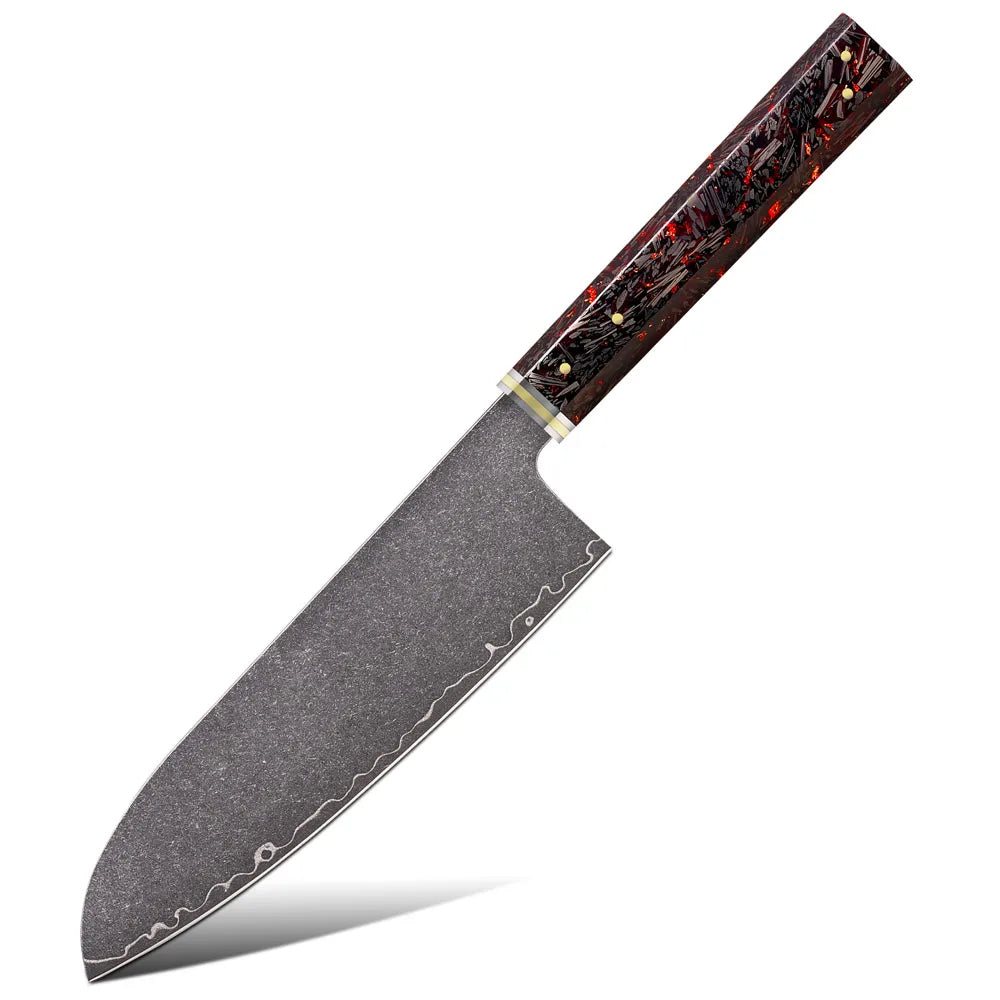 Knife 1-6pc Damascus 3-Layer Cladding Steel Knives Professional