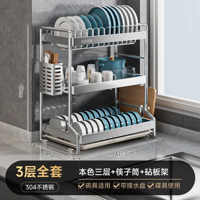 Bowl Dish Storage Rack Drain Rack 304 Stainless