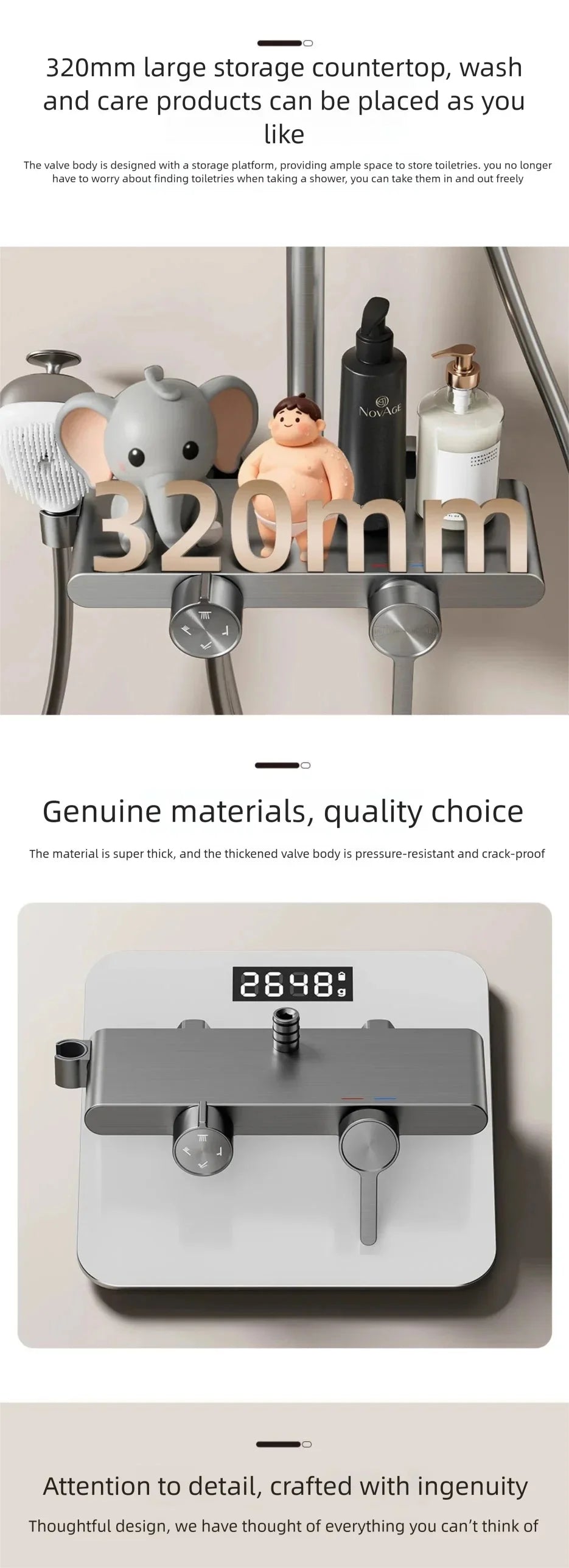 Bathroom Aluminum Gunmetal Gray Shower Silicone Brush Head