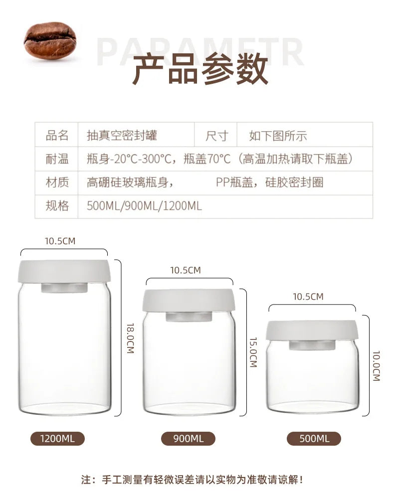 Coffee Beans Vacuum Sealed Tank Glass Sealed Jar