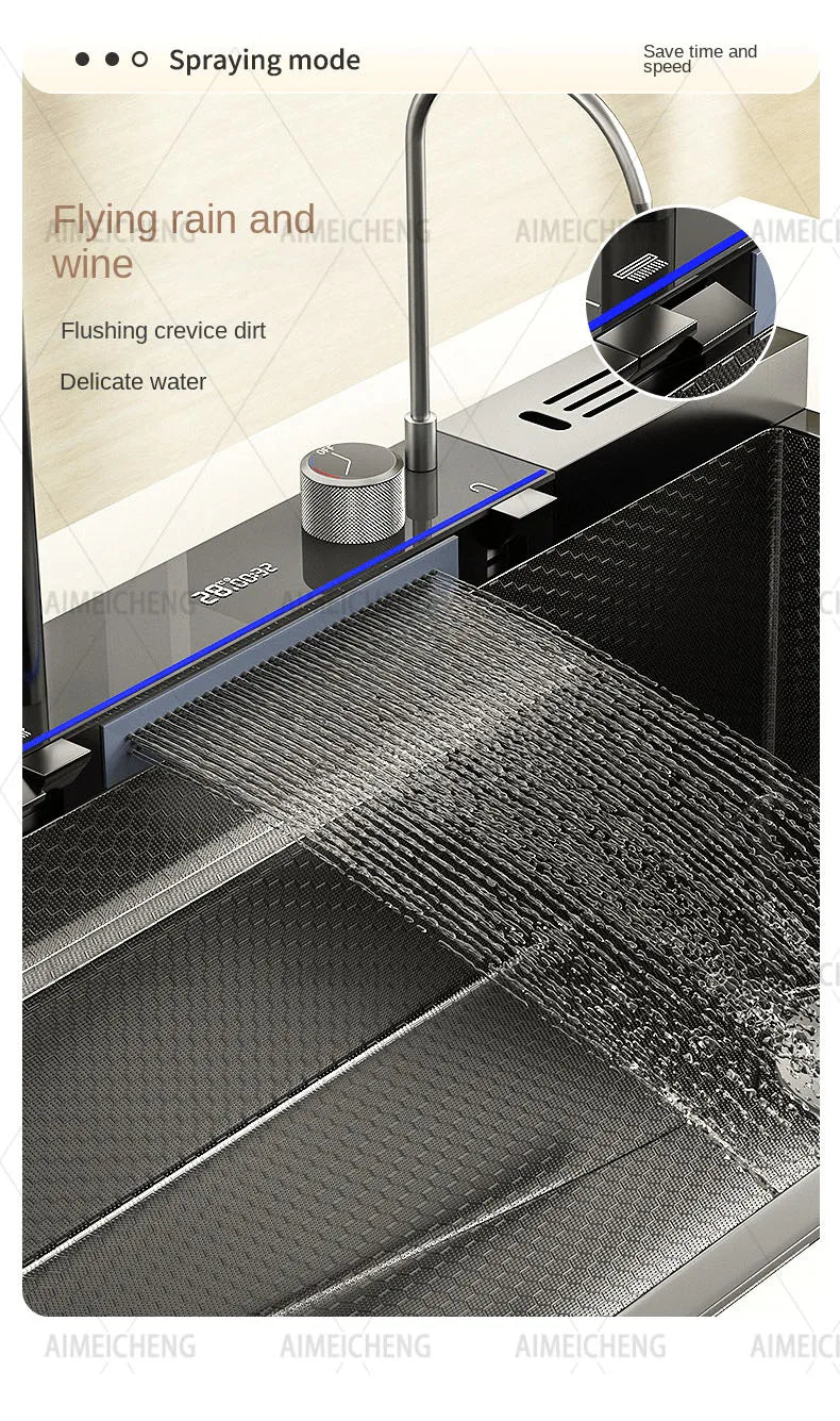 Smart Piano Key Waterfall Large Sink 304 Stainless