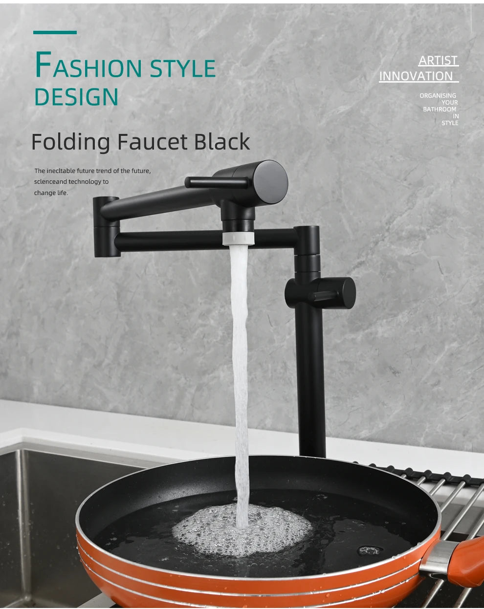 Ciencia Brass Pot Filler Faucet Wall Mount Sink